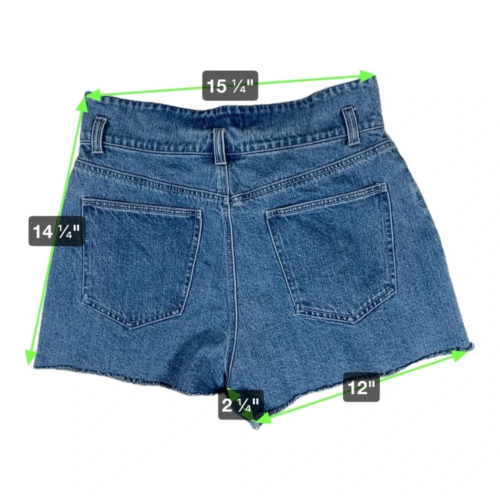 Forever 21 High Waist Denim Jean Shorts Womens Size‎ 30 Raw Hem Blue - Picture 5 of 5